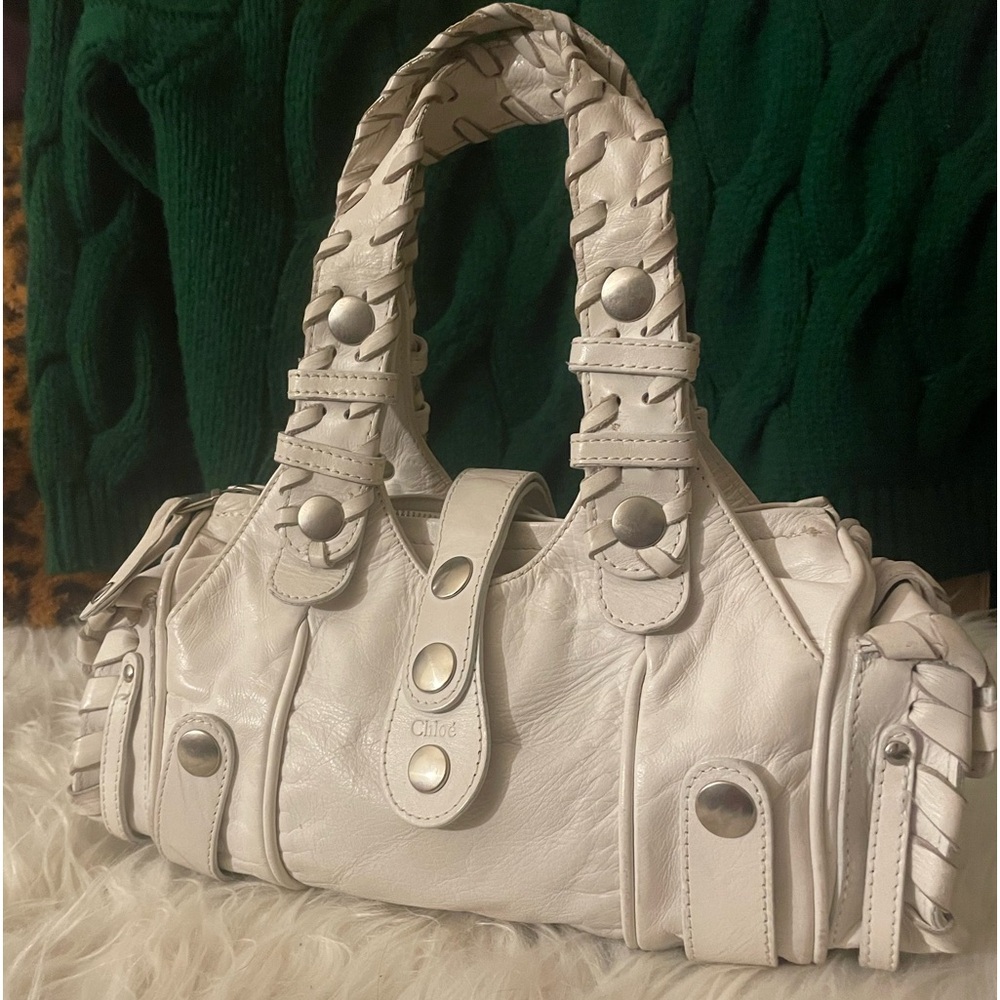 Chloe Silverado Vintage White Leather Handbag | Rare - Picture 9 of 15